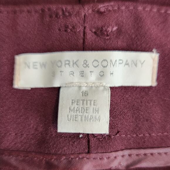 New York & Company Stretch Pants Size 16 Petite Maroon Straight Leg - Picture 5 of 6